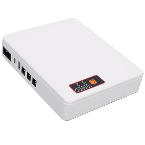 Mini UPS Battery Backup, ABS Uninterruptible Power Supply with 16000mAh 18W Multiple Outputs, USB Type C and DC for Router Modem Security Camera Home Office Emergency Use (US Plug)