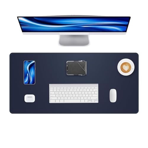 Desk Pad, Leather Non-Slip Laptop Computer Desk Keyboard Mat, Table Protector Blotter Mat, Large Mouse Pad (23.6" x 11.8")-Dark Blue - color: Dark Blue