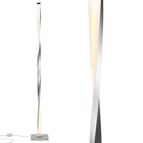 Brightech Helix LED Bright Floor Lamp for Living Rooms & Bedrooms, 48" Tall Pole Lamp, Dimmable Standing Lamp - Platinum Silver - color: Warm White Light with Silver Frame