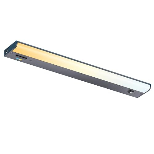 Hand Wave Motion Sensor Under Cabinet Lighting Plug in or Hardwired, 24 Inch Black 120V 5CCT Color Selectable Under Counter Lights, Dimmable Under Cabinet Lights for Kitchen (1, 24 INCH) - size: 24 INCH