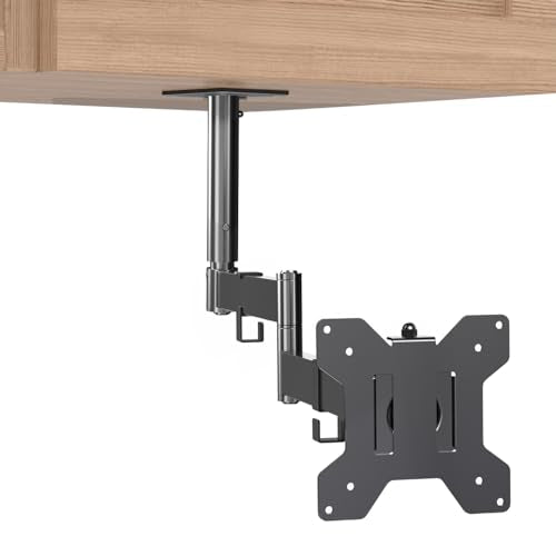 VIVO Under Cabinet Articulating 13 to 27 inch Single Monitor and Small TV Mount, Height Adjustable Long Extension Arm, Max VESA 100x100, Black, MOUNT-VC01A