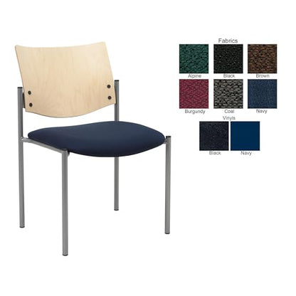 Evolve Series Guest Chair, Armless with Wood Back, Black anit-bacterial vinyl, Natural Back - color: Black Anti-bacterial Vinyl, style: Natural Back