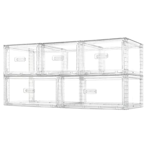 Vtopmart 5 Pack Large & Medium Storage Stackable Drawers Set | Easy Assembly Clear Plastic Storage Cabinet, Durable Dresser for Closet, Bedroom, Entryway, Playroom & Apartment Organization - style: 2pk L & 3pk M