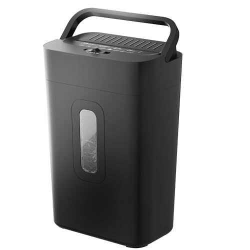 12-Sheet Cross Cut Paper Shredder, 5.55 Gallon Heavy Duty Shredder for Home Office, P-4 High Security Shredders for Paper/Credit Card/Mail/Staples/Clips, Portable Handle Design - size: 12-sheet