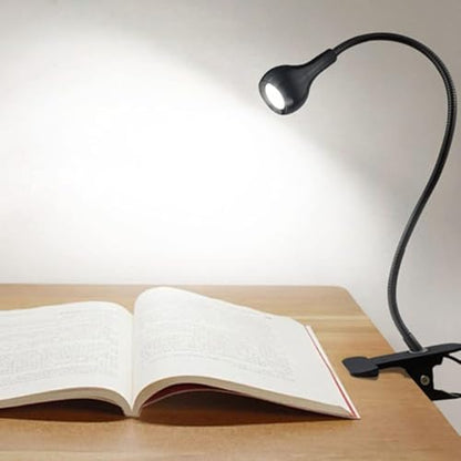 LED Desk Lamp Clip On Light,360°Flexible Gooseneck and Clamp Reading Light - color: Aa Black