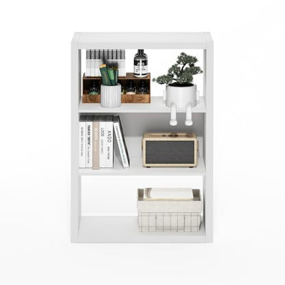 Furinno Viola Book Shelf, 3-Tier Bookshelf, Extra Thick Frame Bookcase with Open Shelf, Open Back Design, 11.3" x 23.2" x 35.9", for Living Room, Bedroom, Home Office, White - color: White, size: 3-Tier, Thick Frame