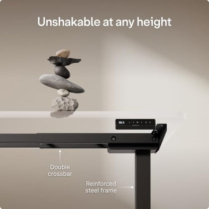Desktronic Height Adjustable Standing Desk Frame — Ergonomic Sit Stand Desk Frame, Electric Dual Motor, USB & USB-C Charging, Wobble-Free, Touchscreen, 3 Memory Presets, Anti-Collision - color: Black