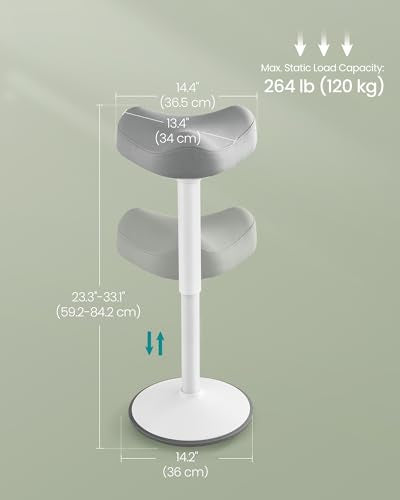 SONGMICS Ergonomic Wobble Stool, Height Adjustable Swivel Balance Chair - color: Dove Gray (Fabric Upholstery), size: 14.2"D x 14.4"W