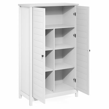 Furinno Robin Storage Cabinet, 4-Tier Pantry Cabinet with Adjustable Shelves, 35W with Louvered Doors, Kitchen Cabinet, Organization and Storage, for Pantry, Living Room, Home Office, White - size: Louvered Doors, 4-Tier