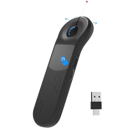 Rechargeable Air Mouse for PC/iOS/Android with Touchpad Wireless PPT Presenter with Bluetooth 2.4G, Works with PowerPoint/Keynote/TikTok/Camera/Kindle App (Black) - color: Black