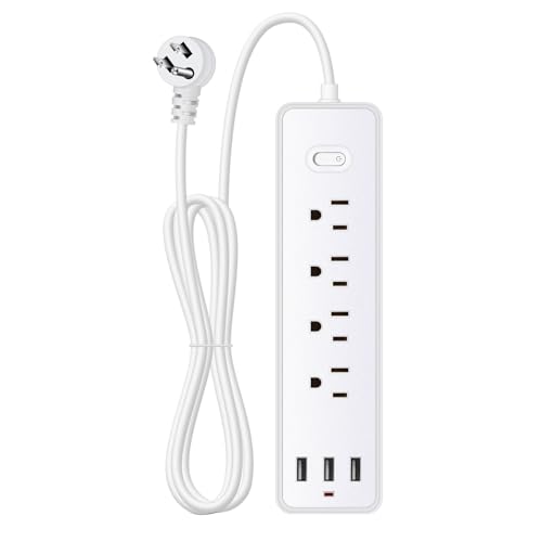 Desk Clamp Power Strip USB C - Charging Station for Multi Plug Outlet Extender - AC Outlets Socket Surge Protector with 4 Outlets 3 USB Ports for Mobile Phone, Tablet, Computer (White)