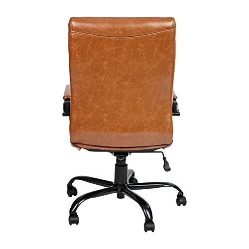 Flash Furniture LeatherSoft Executive Office Chair, Brown/Black | 360° Swivel, Height Adjustable, Commercial Grade - color: Brown Leathersoft/Black Frame