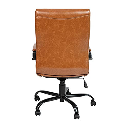 Flash Furniture LeatherSoft Executive Office Chair, Brown/Black | 360° Swivel, Height Adjustable, Commercial Grade - color: Brown Leathersoft/Black Frame