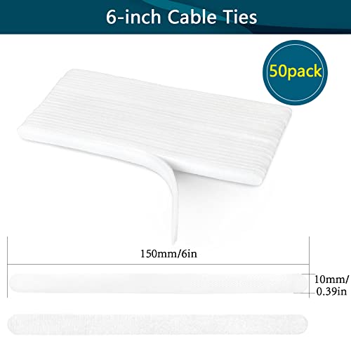 50PCS Reusable Adjustable Cable Ties, Microfiber Cloth Used for Computer Link Cable Cord Management (white) - color: White
