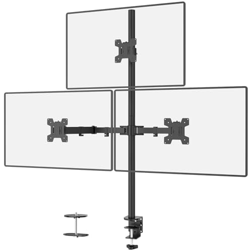 WALI Tall Triple Monitor Mount for 13-27 inch Computer Screens, up to 22lbs - color: Black (Triple), size: 13"-27"