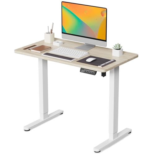 JOY worker Small Electric Standing Desk, 35" Whole Piece Height Adjustable - color: Light Walnut, size: 35" * 20"