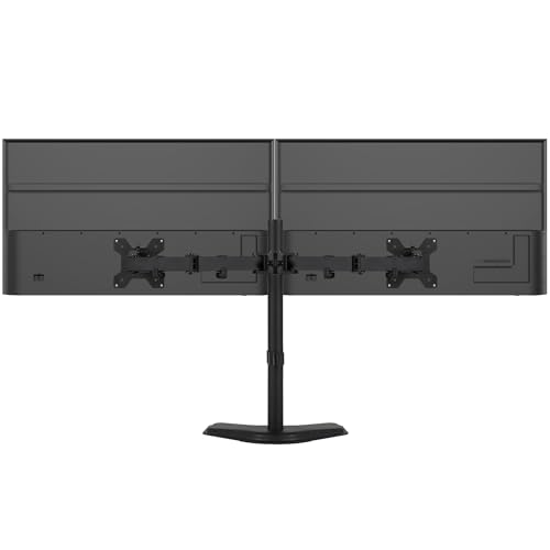 Mount-It! Dual Monitor Stand, Premium Adjustable Desk Mount for Two 13–32 Inch Screens up to 17 lbs Each, Full Motion Swivel Tilt Rotate Height Adjustable Arms, VESA 75x75 100x100, Steel Base
