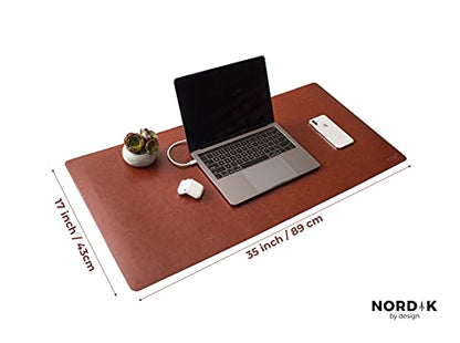 Nordik Leather Desk Mat - Whiskey Brown - Large Leather Desk Pad (35x17 in) | Premium Vegan Leather Desk Pad with Cable Organizer, Giftable, Extended Waterproof Mouse Mat, Non-Slip Desk Pad Protector - color: Desert Blush