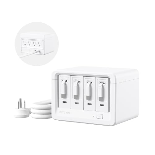 Gitryin 12-in-1 Desktop Charging Station, 160W USB Retractable GaN Charger - size: With 4 Type-C Chargers