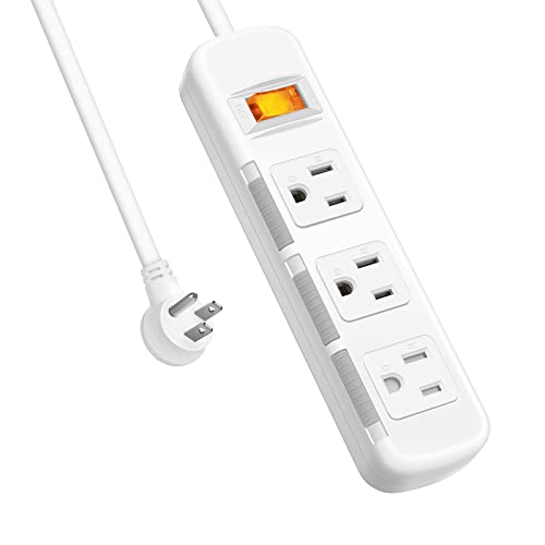Power Strip Surge Protector Flat Plug, Extension Cord 6 Feet 3 Prong, 3 Outlets, 300J, 10A/1250W, Overload Protection Switch, Plug Strip for Home Office, Child Safety Slide Outlet Covers - style: 6ft/Ordinary Flat Plug