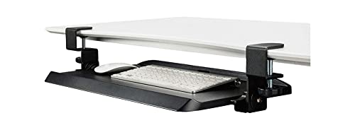 Kantek Clamp On Under Desk Ergonomic Computer Keyboard Tray Holder, Adjustable Tray Slides Out with Tilt Control, Easy Mounting, 20" x 12.25", Black - size: 20-Inch W x 12.25-Inch D