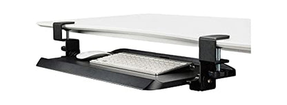 Kantek Clamp On Under Desk Ergonomic Computer Keyboard Tray Holder, Adjustable Tray Slides Out with Tilt Control, Easy Mounting, 20" x 12.25", Black - size: 20-Inch W x 12.25-Inch D