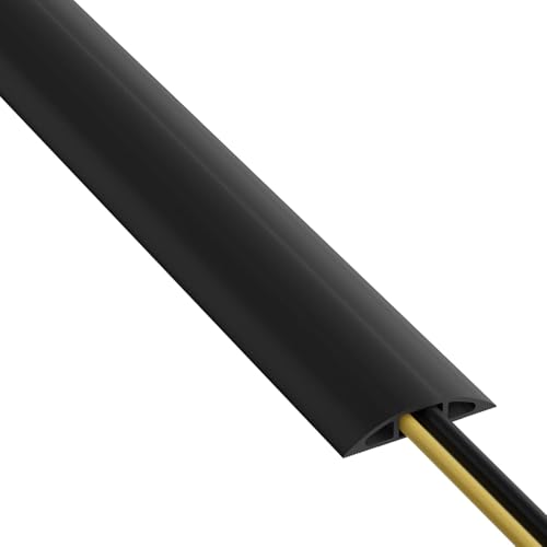 D-Line 15ft Floor Cord Cover, Cable Protector, Hide Extension Cords, Protect Cords, Prevent Cable Trips, Heavy Duty Cord Hider - Cable Cavity = 0.63" (W) x 0.31" (H) - Black - color: Black, size: 15 Feet
