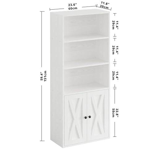 IRONCK Industrial Bookshelves and Bookcases with Doors and Shelves - color: Industrial White