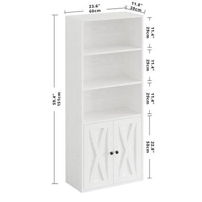 IRONCK Industrial Bookshelves and Bookcases with Doors and Shelves - color: Industrial White