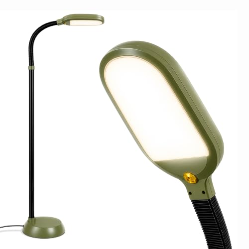 Brightech Litespan - Bright LED Floor Reading Lamp for Over Chair Crafts and Reading, Estheticians' Light for Lash Extensions, Adjustable Standing Lamp for Living Room, Bedroom, Office - Green - color: Green