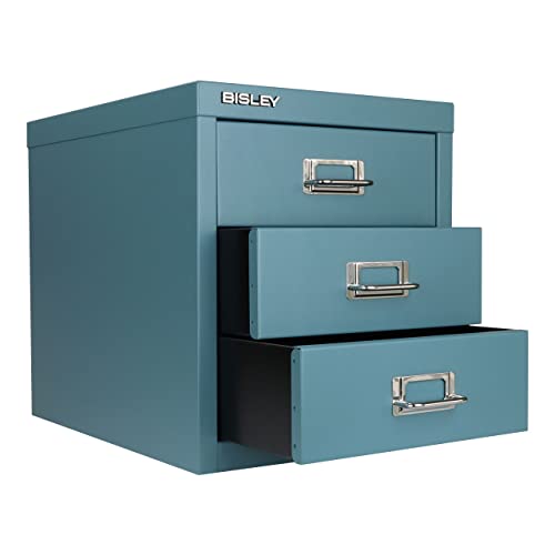 Bisley 3-Drawer Steel MultiDrawer Cabinet - Doulton Blue - color: Doulton Blue, size: 3 Drawer