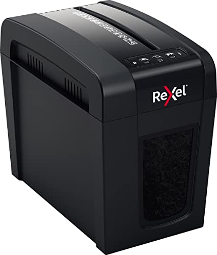 Rexel X6-SL Whisper-Shred Cross Cut Shredder, Shreds 7-6 (70-80 g/m2) Sheets, P4 Safety Class, Home/Home Office, 10L Waste Basket, Quiet and Compact, 2020125