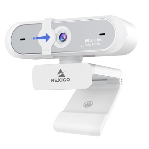 NexiGo N660P (Gen 2) 1080P 60FPS Webcam with Software Control, Dual Microphone & Cover, Autofocus, HD USB Computer Web Camera, for OBS/Zoom/Skype/FaceTime/Teams/Twitch, White - style: 1080P 60FPS Webcam