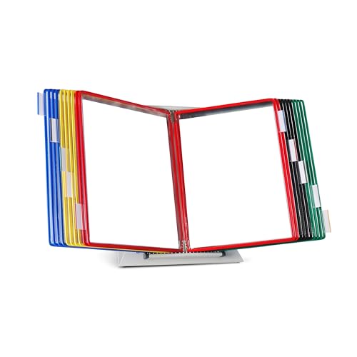 Tarifold Desktop Reference Organizer & Display System, 20 Double-Sided Pockets, 40 Sheet Capacity, Expandable, Durable Steel Wire Frames, Letter Size, Made in France, Assorted Colors - color: Assorted Colors (Blue, Red, Yellow, Green, Black), size: 20 Poc