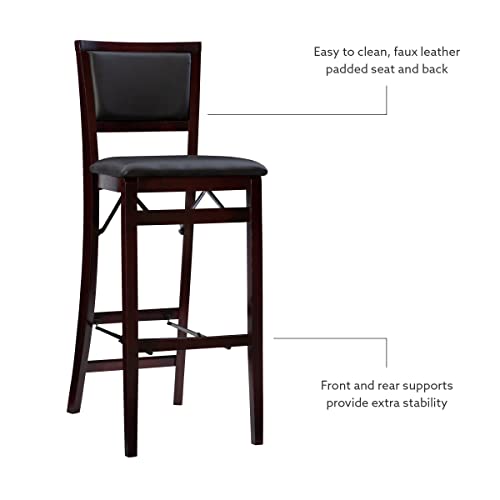 Linon Keira Pad Back Folding Bar Stool - color: Merlot/Brown, style: Bar Stool
