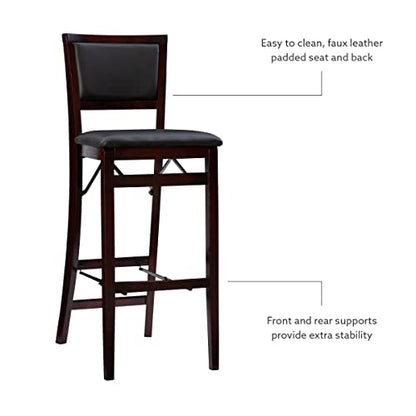Linon Keira Pad Back Folding Bar Stool - color: Merlot/Brown, style: Bar Stool