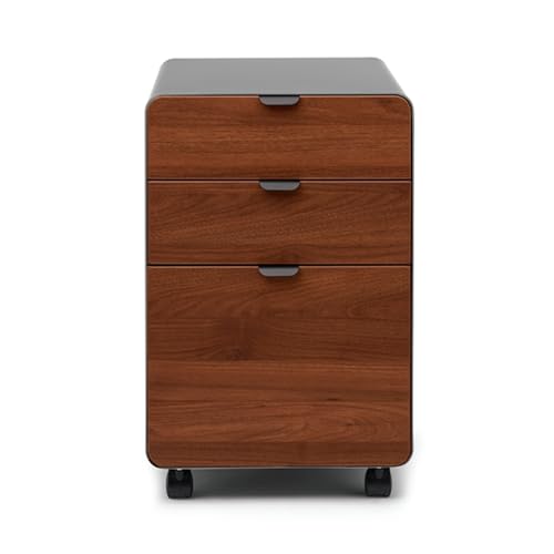 UPLIFT DESK 3-Drawer Mobile File Cabinet - Steel Rolling Filing Cabinet with Lock, Soft-Close Top Drawer, Letter & Legal Size File Storage, Easy Assembly for Home Office (Industrial, Walnut) - color: Industrial, Walnut