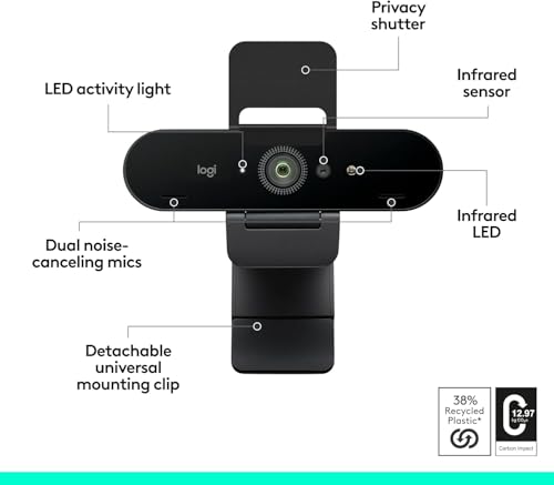 Logitech Brio Ultra 4K HD Webcam for Streaming and Meetings - Black - size: (Pack of 1)