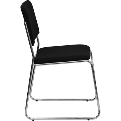 Flash Furniture Hercules Fabric Stackable Chair, Black | Chrome Sled Base, Fabric Upholstery, 500 LBS. Weight Capacity - color: Black Fabric/Chrome Frame, size: Set of 1