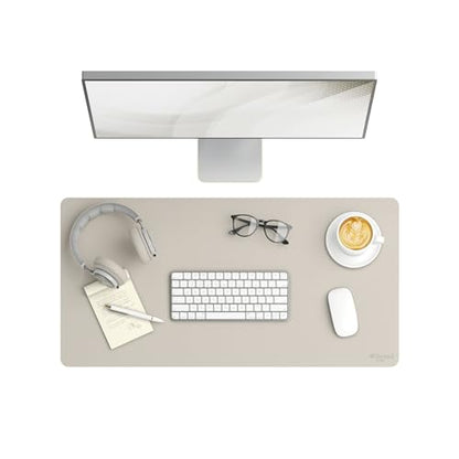 Smead Vegan Leather Desk Pad Mat, Office Desk Mat, Medium, Sandstone Beige | Waterproof desk pad protector, writing mat and desk blotter. Non-slip suede grips under a keyboard, mouse and notepad. - color: Sandstone Beige, size: 15.7" x 31.5"