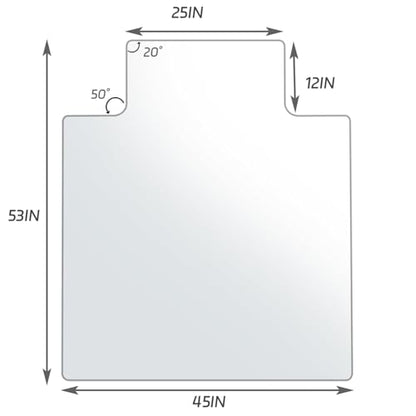 Irregular Tempered Glass Floor Mat - 45" x 53" Office Chair Mat for Carpet | Heavy Duty Hard Rolling Glass Mat, Shatterproof Desk Floor Mat 1/5" Thick for Hardwood Floor/Carpeted Floors, Clear - size: 45" x 53"