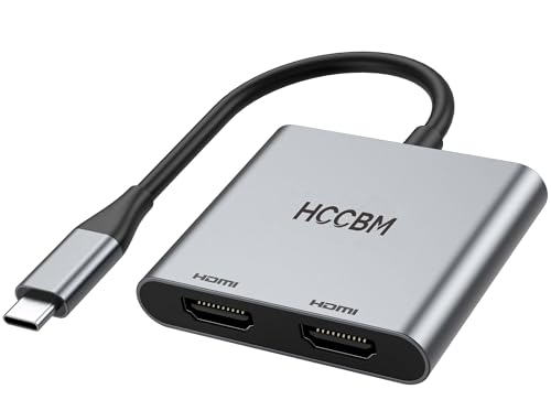 USB C to Dual HDMI Adapter, Dual Monitors Adapter USB C Hub with 2 HDMI