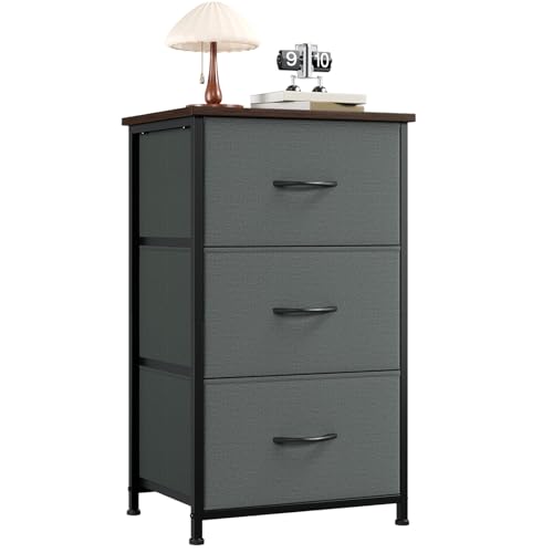 Somdot Small Dresser for Bedroom, 3 Drawer Storage Cabinet, Charcoal Grey - color: Charcoal Grey, size: 11.8"D x 16.5"W x 28.1"H (3 Drawers)
