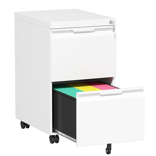 Bestoo Mobile File Cabinet, 2 Drawers Filing Cabinet with Wheels - color: White, size: 2Drawer-Mobile-26.5"H