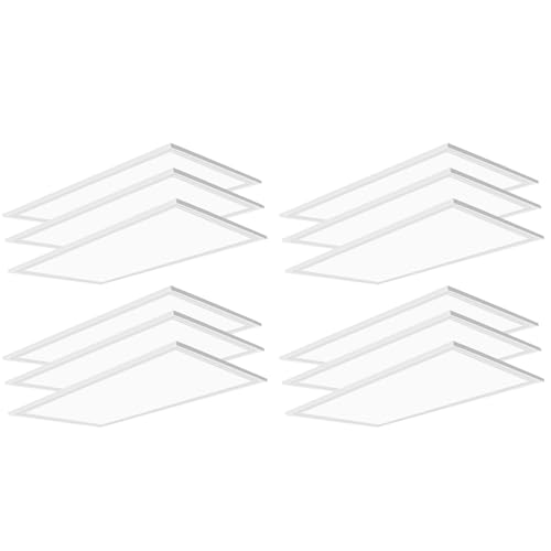 2x4 LED Flat Panel Light,12 Pack 7800 LM Drop Ceiling Office Light Fixture,5000K Commercial Lights,0-10V Dimmable, 2x4 Recessed Edge-Lit Troffer Fixture for Office Kitchen,ETL Listed - size: 12pack-2x4 led panel light