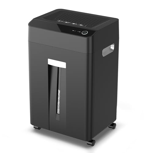 Locksworth 24-Sheet Cross Cut Paper Shredder, 9 Gallon Heavy Duty Commercial Shredder for Home Office, P-5 High Security Shredders for Paper/CD/Credit Card/Staple/Clip, 40-Min Continuous Running Time - size: 24-sheet