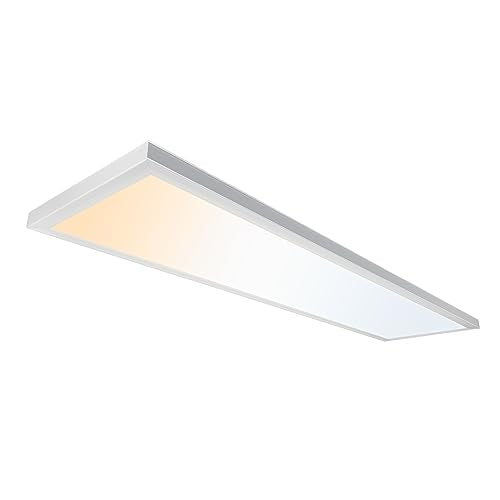 UltraLux 1x4 Surface Mount LED Panel TRIAC Dimmable 3CCT Matte White 1Pk | 3000 lumens, 120-degree beam, CRI>80, aluminum build, damp-rated, fits junction boxes, over 50,000 hours, 5-year warranty - color: Matte White, size: 1X4 (1 Pack)