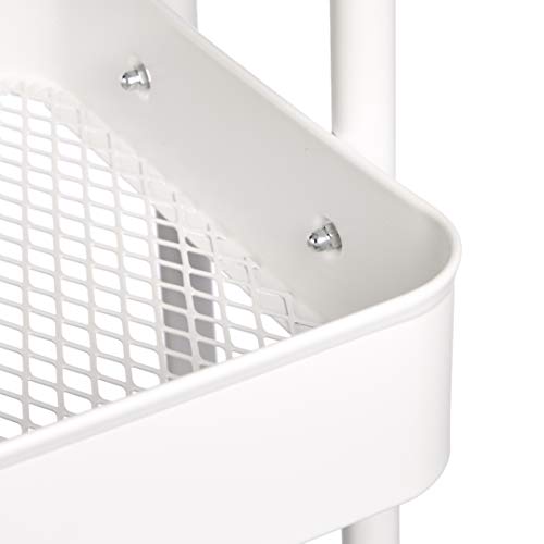 Amazon Basics 2-Tier Rolling Metal Utility Cart with Shelf, Portable Multi-Functional Storage, White
