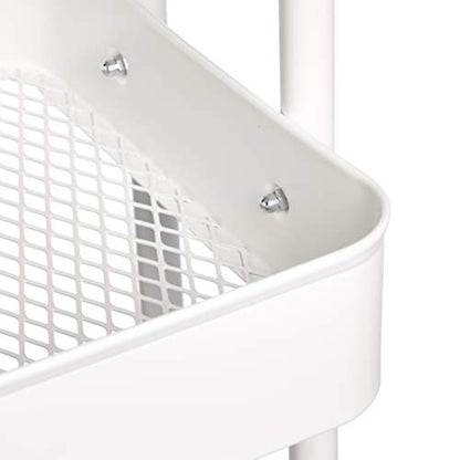 Amazon Basics 2-Tier Rolling Metal Utility Cart with Shelf, Portable Multi-Functional Storage, White