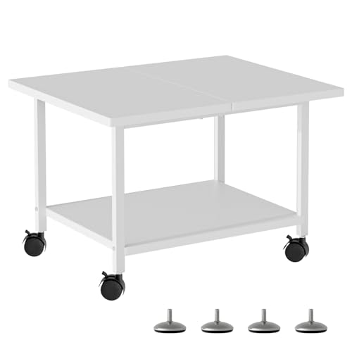 SwaaVee Printer Stand, 2-Tier Under Desk Printer Stand, Printer Cart with Wheels for Home, Office, Heavy-Duty Storage Shelf, White - color: White